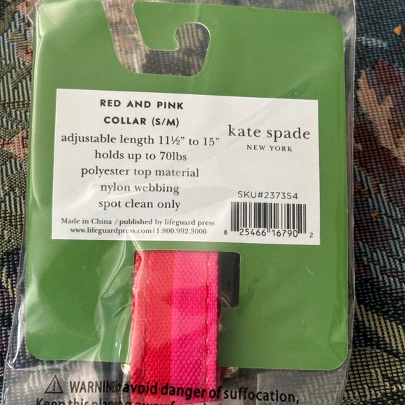 KATE SPADE New York Pink & Red Dog Collar S/M - Picture 3 of 3